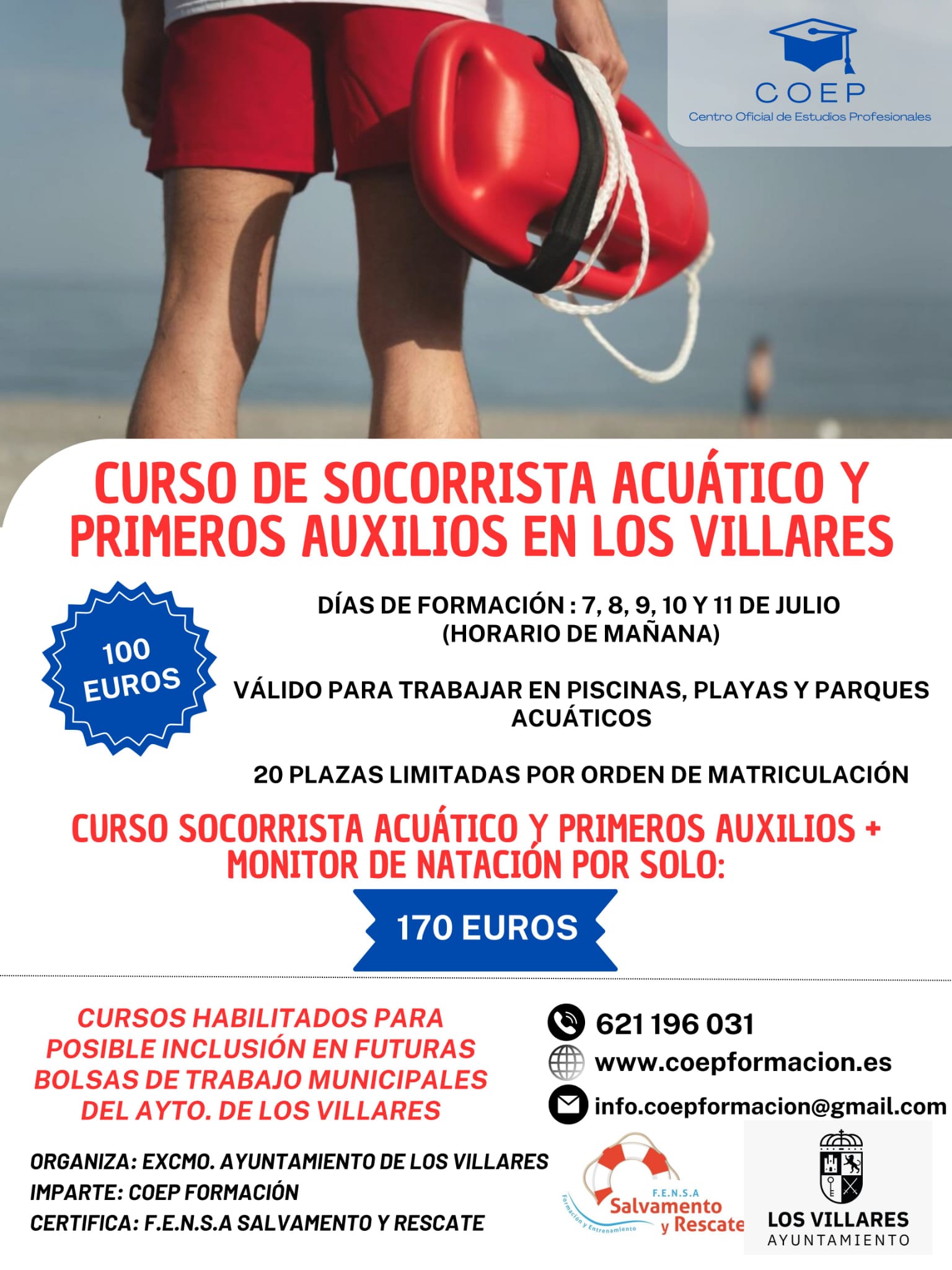 Curso CURSO DE SOCORRISTA ACUÁTICO Y PRIMEROS AUXILIOS + MONITOR DE NATACIÓNCurso